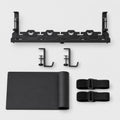 The Deskstead Edge System kit: cable tray, two edge hooks, desk pad and reusable cable ties