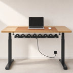 A desk with the Edge System installed and a single cable running to the wall