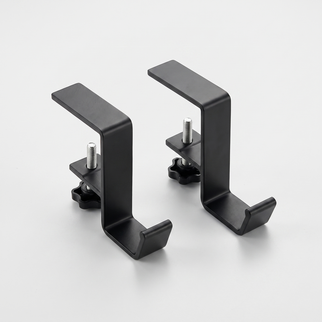 Deskstead Edge Hook 2-pack, two matte black steel hooks