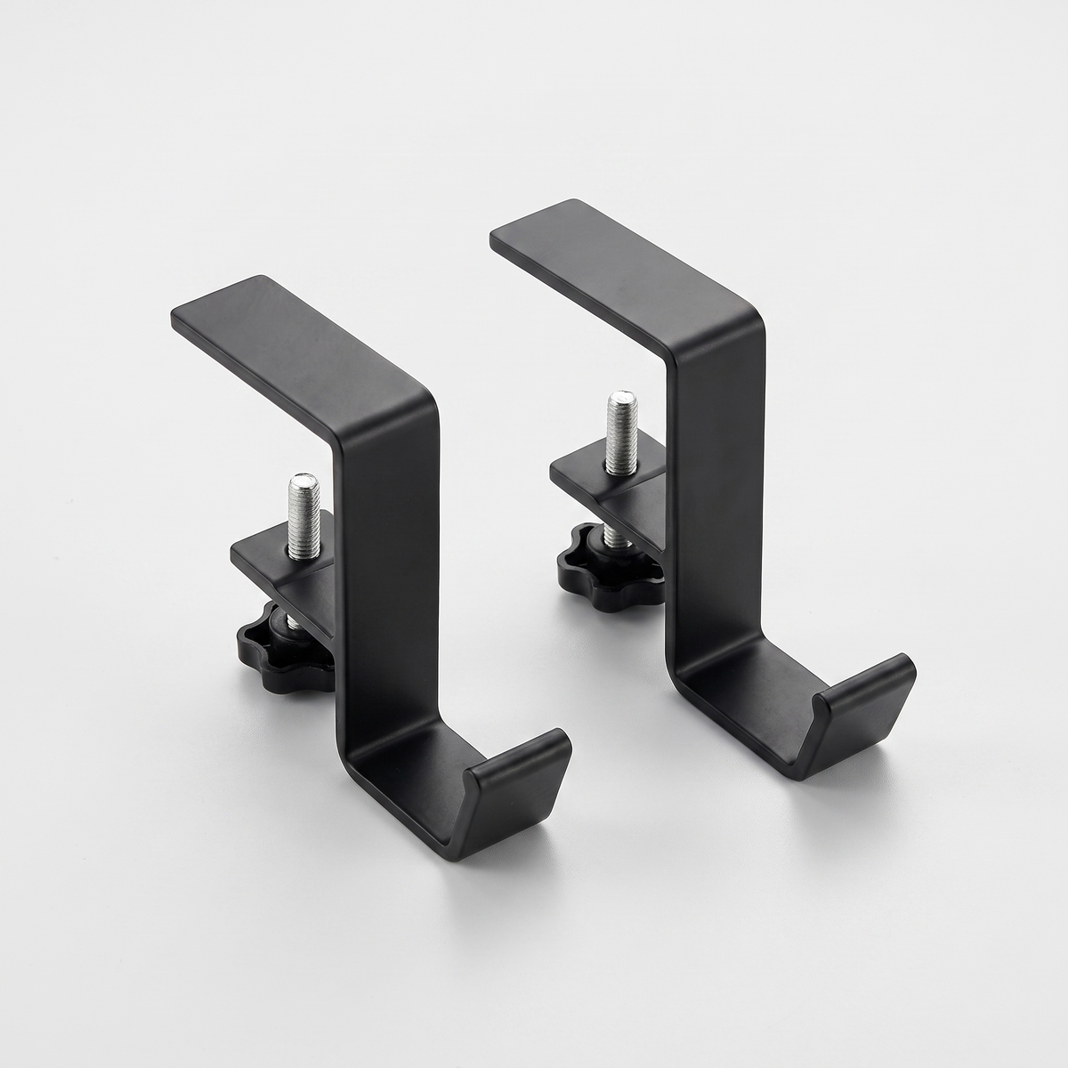 Deskstead Edge Hook 2-pack, two matte black steel hooks