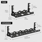 Hook Mount Cable Tray on a desk, showing the expandable width