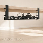 Hook Mount Cable Tray in use with cables routed inside