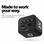 Rear controls of The Block Pro: SET, S, M, UP, on/off switch and USB-C