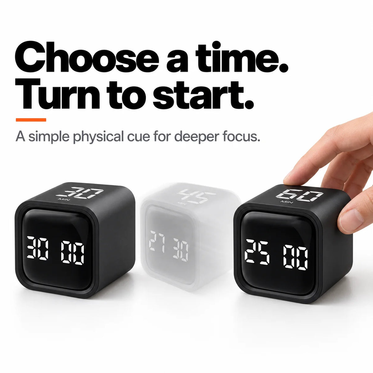 Choose a time and turn the block to start