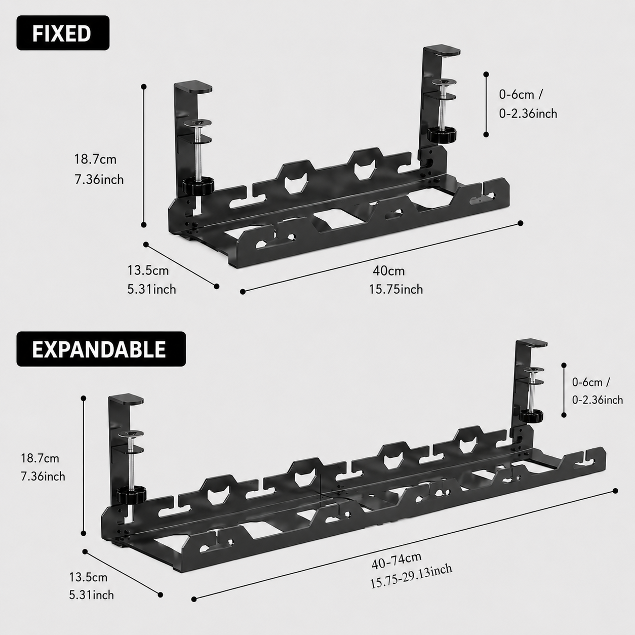 Hook Mount Cable Tray dimensions
